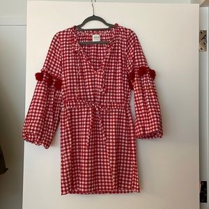 Misa cotton puff sleeve tassel dress
